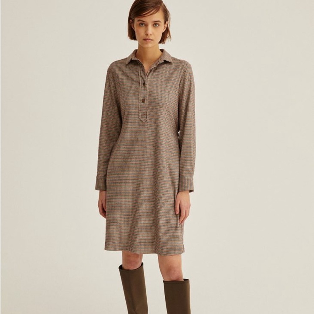 ROSSO35 Multiplaid Collared Dress, size 48, new with tags